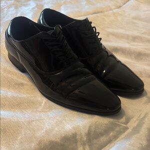 Aldo Black Leather Oxford Shoes with Brogue Detailing